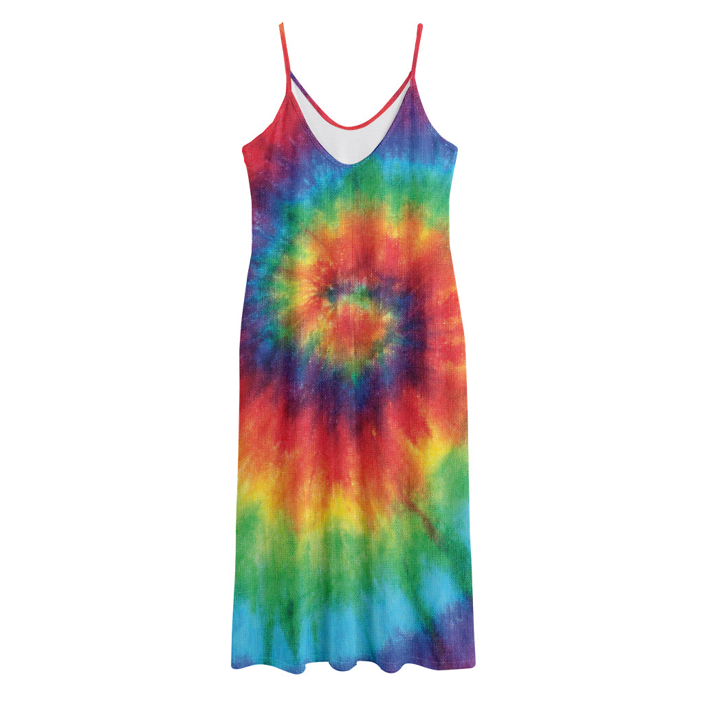 Spiral Tie Dye Print Jersey Midi Cami Dress