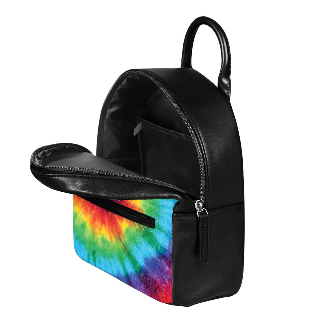 Spiral Tie Dye Print Leather Backpack