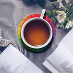 Spiral Tie Dye Print Leather Coaster Set