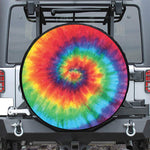 Spiral Tie Dye Print Leather Spare Tire Cover