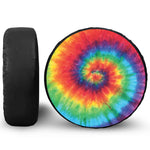 Spiral Tie Dye Print Leather Spare Tire Cover