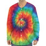 Spiral Tie Dye Print Long Sleeve Baseball Jersey