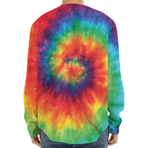 Spiral Tie Dye Print Long Sleeve Baseball Jersey