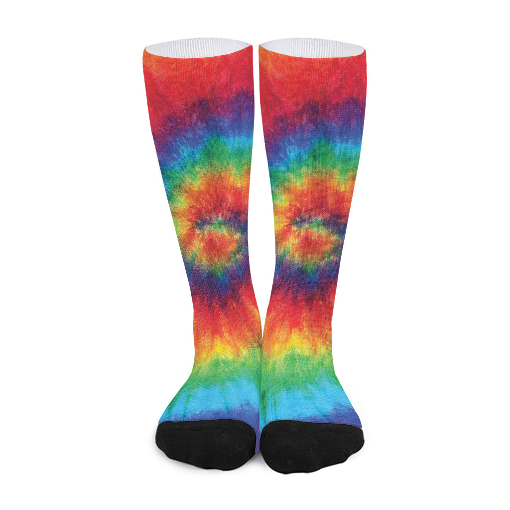 Spiral Tie Dye Print Long Socks
