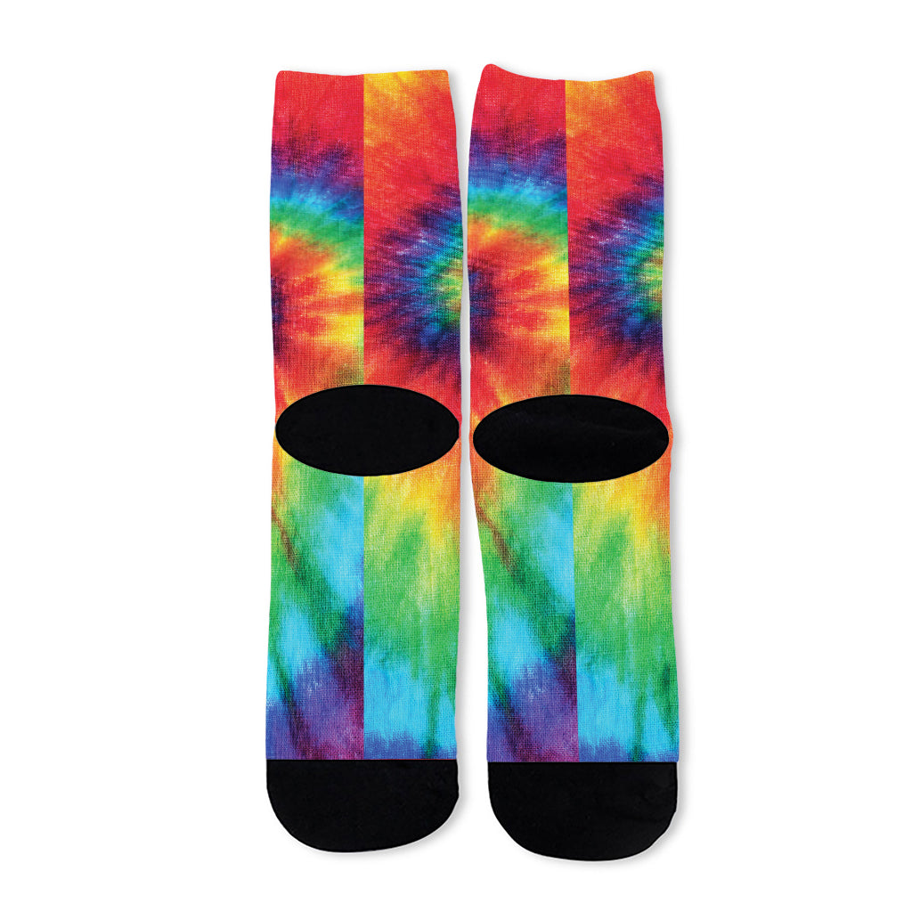 Spiral Tie Dye Print Long Socks