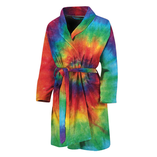 Spiral Tie Dye Print Men's Bathrobe