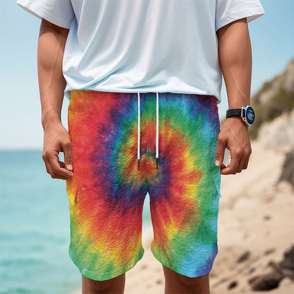 Spiral Tie Dye Print Men's Cargo Shorts