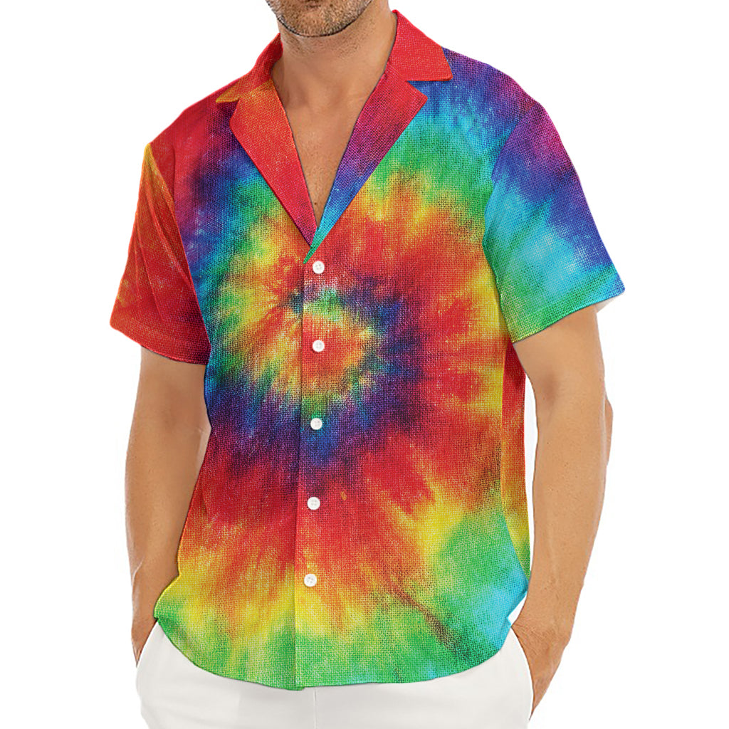 Spiral Tie Dye Print Men's Deep V-Neck Shirt