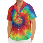 Spiral Tie Dye Print Men's Deep V-Neck Shirt