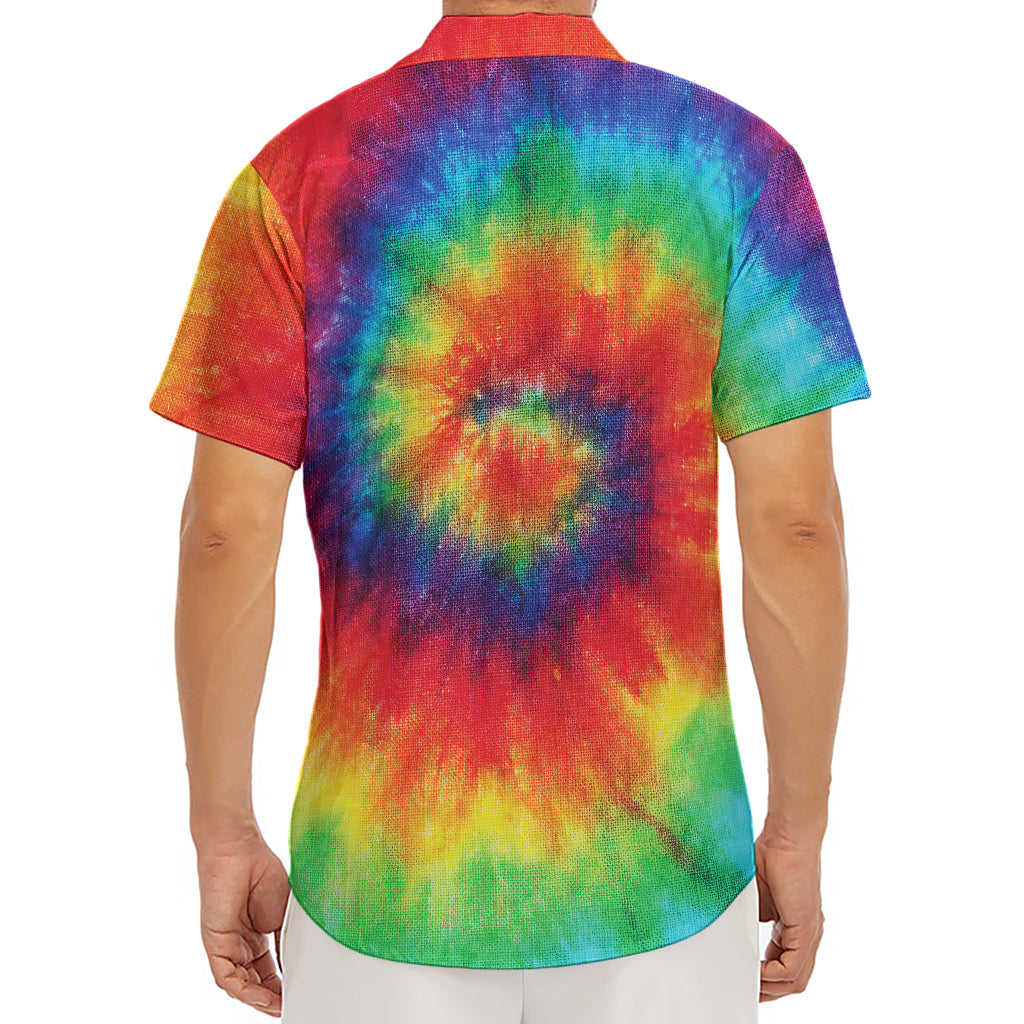 Spiral Tie Dye Print Men's Deep V-Neck Shirt