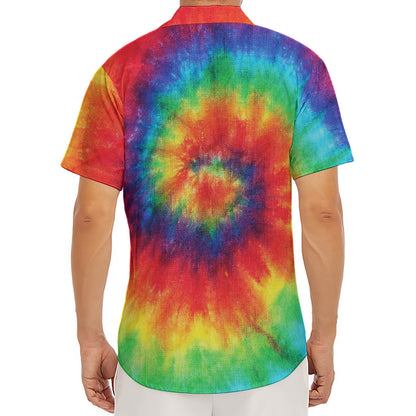 Spiral Tie Dye Print Men's Deep V-Neck Shirt