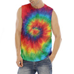 Spiral Tie Dye Print Men's Fitness Tank Top