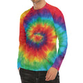 Spiral Tie Dye Print Men's Long Sleeve Rash Guard