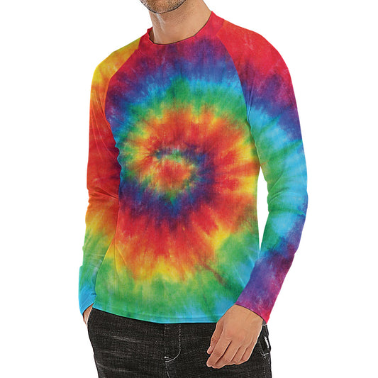 Spiral Tie Dye Print Men's Long Sleeve Rash Guard