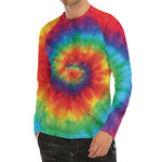 Spiral Tie Dye Print Men's Long Sleeve Rash Guard
