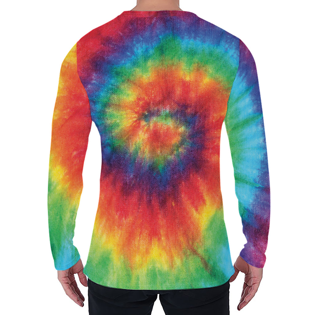 Spiral Tie Dye Print Men's Long Sleeve T-Shirt