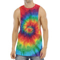 Spiral Tie Dye Print Men's Muscle Tank Top