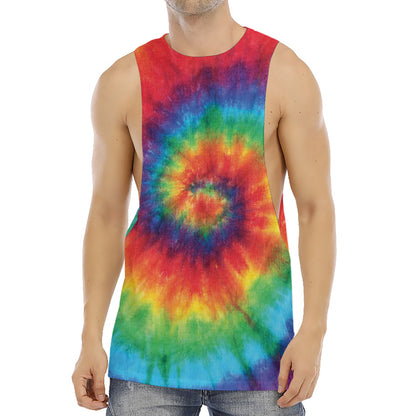 Spiral Tie Dye Print Men's Muscle Tank Top
