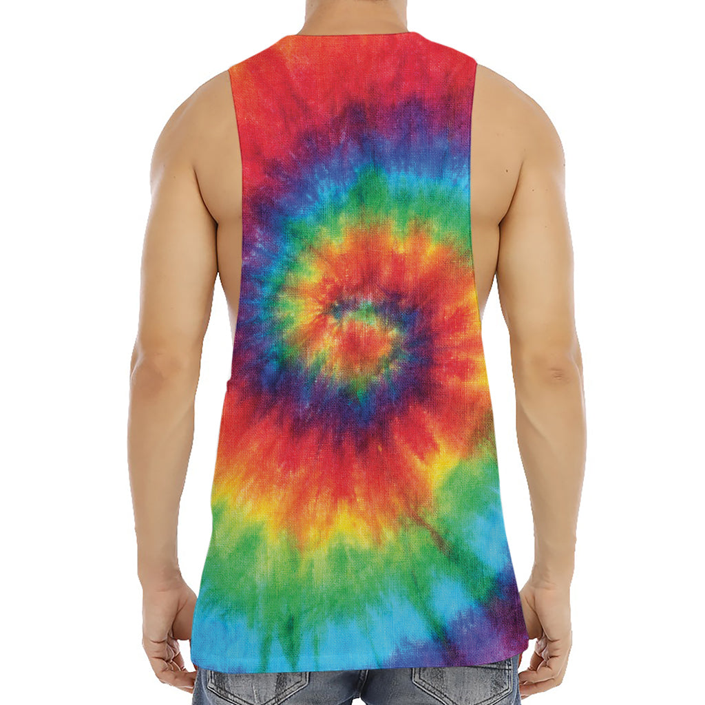 Spiral Tie Dye Print Men's Muscle Tank Top