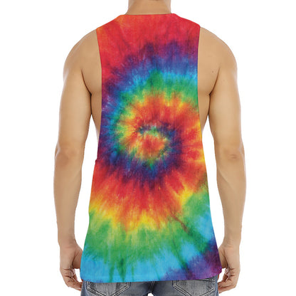 Spiral Tie Dye Print Men's Muscle Tank Top