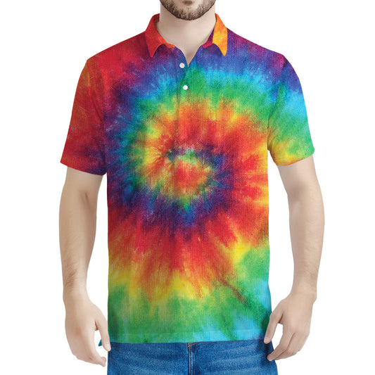 Spiral Tie Dye Print Men's Polo Shirt