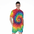 Spiral Tie Dye Print Men's Romper