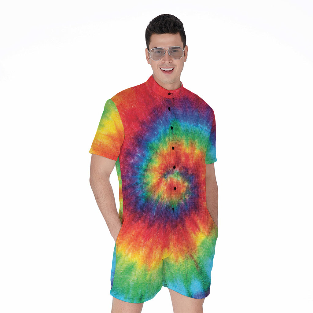 Spiral Tie Dye Print Men's Rompers