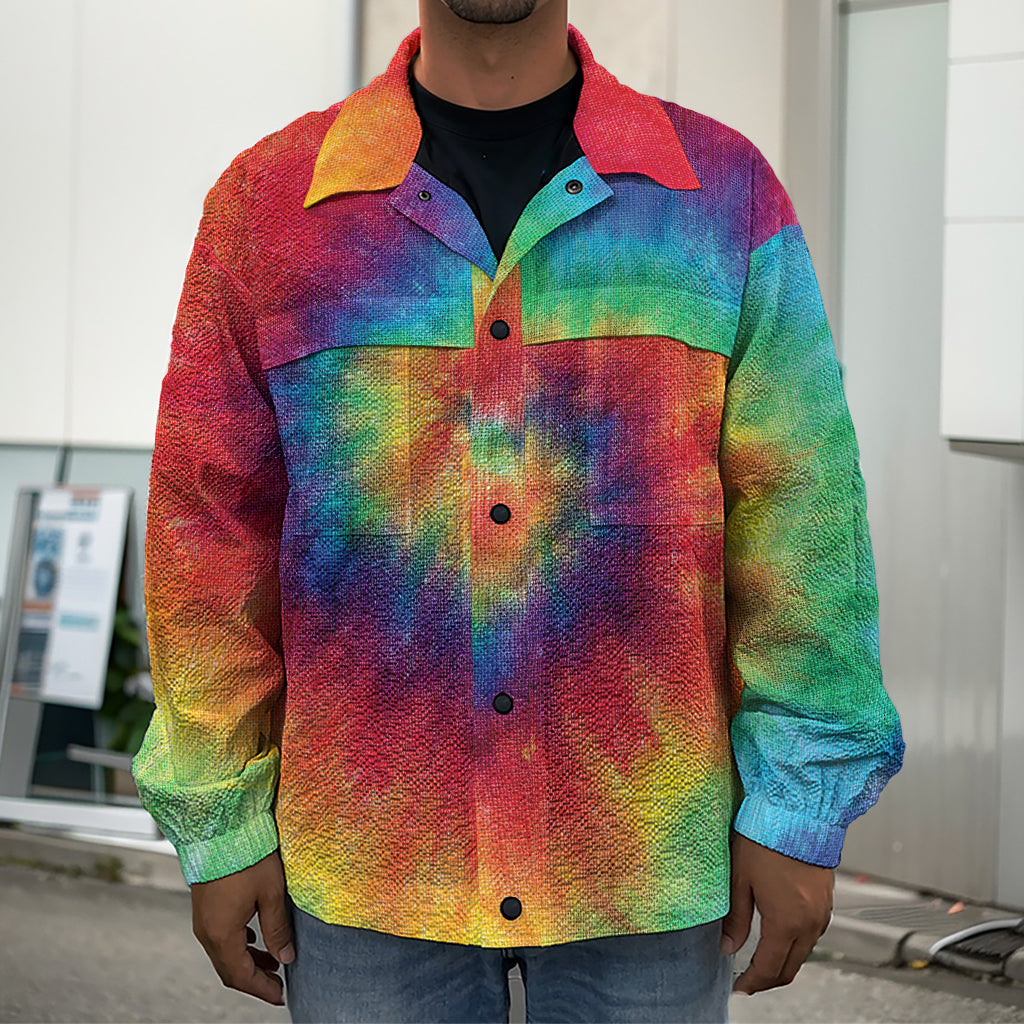 Spiral Tie Dye Print Men's Shirt Jacket