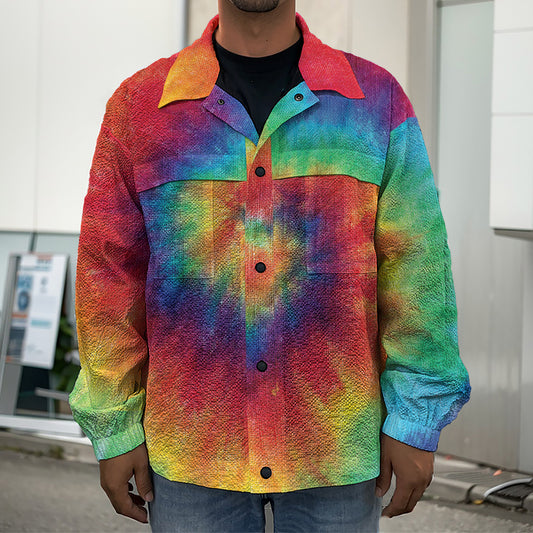 Spiral Tie Dye Print Men's Shirt Jacket
