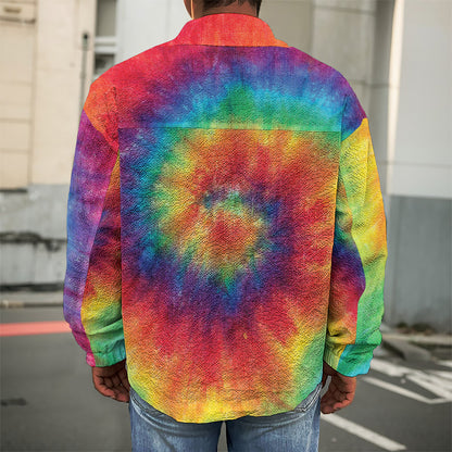 Spiral Tie Dye Print Men's Shirt Jacket