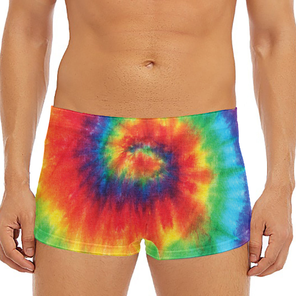 Spiral Tie Dye Print Men's Short Boxer Briefs