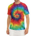 Spiral Tie Dye Print Men's Short Sleeve Rash Guard