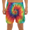 Spiral Tie Dye Print Men's Split Running Shorts