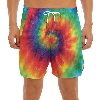 Spiral Tie Dye Print Men's Split Running Shorts