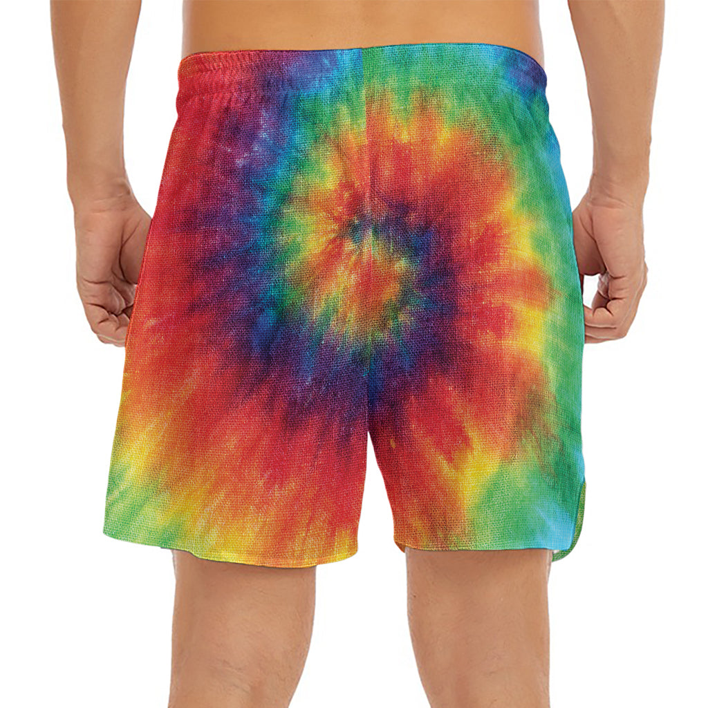 Spiral Tie Dye Print Men's Split Running Shorts