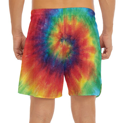 Spiral Tie Dye Print Men's Split Running Shorts