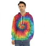 Spiral Tie Dye Print Men's Velvet Pullover Hoodie