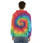 Spiral Tie Dye Print Men's Velvet Pullover Hoodie