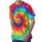 Spiral Tie Dye Print Men's Velvet T-Shirt