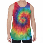 Spiral Tie Dye Print Men's Velvet Tank Top