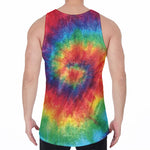 Spiral Tie Dye Print Men's Velvet Tank Top