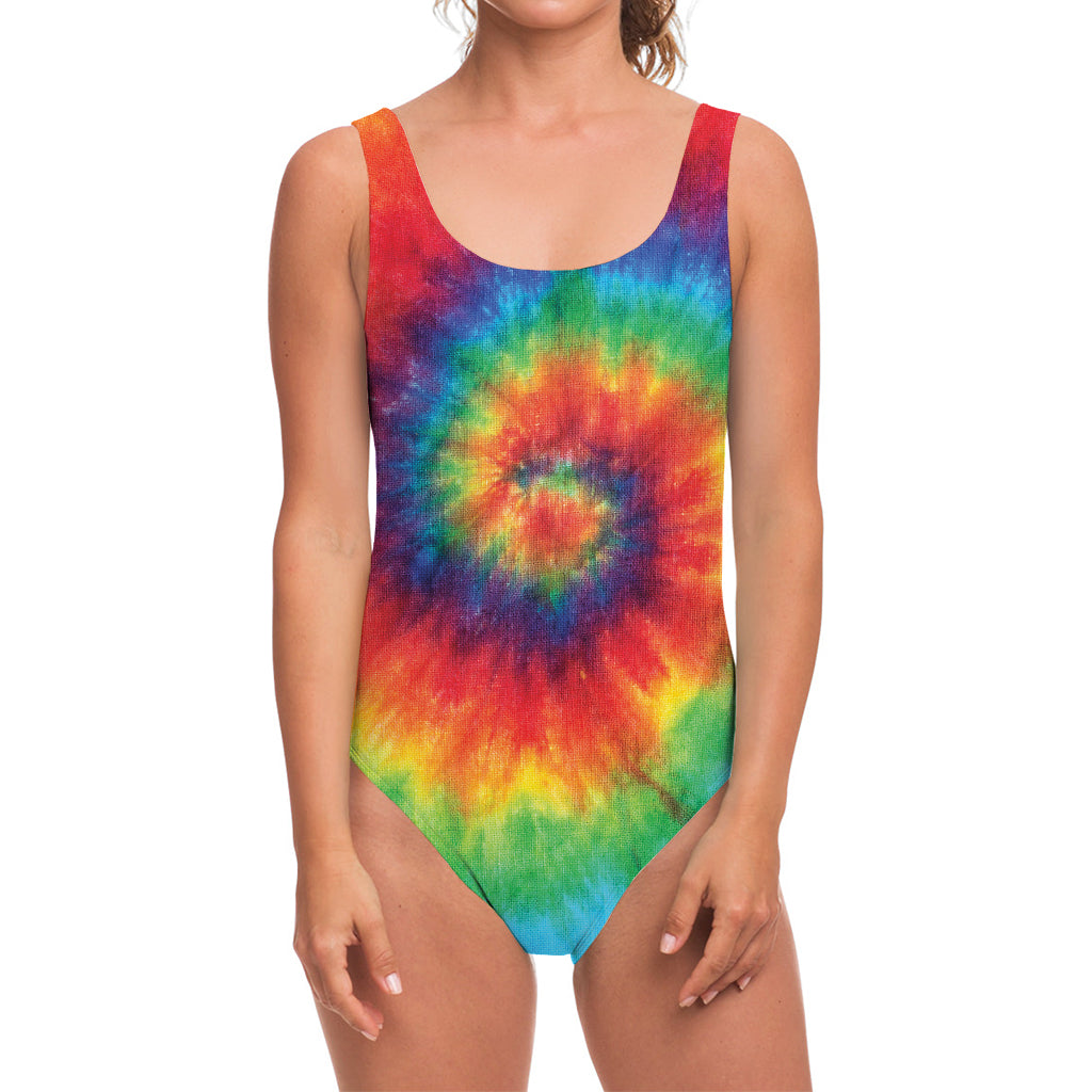 Spiral Tie Dye Print One Piece Swimsuit