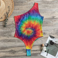 Spiral Tie Dye Print One Shoulder Bodysuit