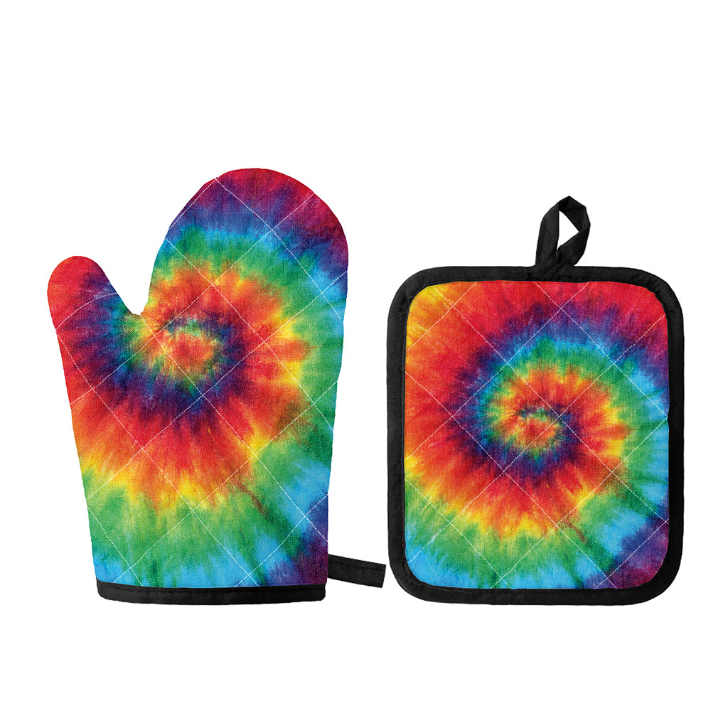 Spiral Tie Dye Print Oven Mitt And Pot Holder Set