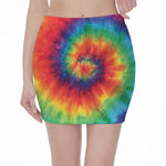 Spiral Tie Dye Print Pencil Mini Skirt