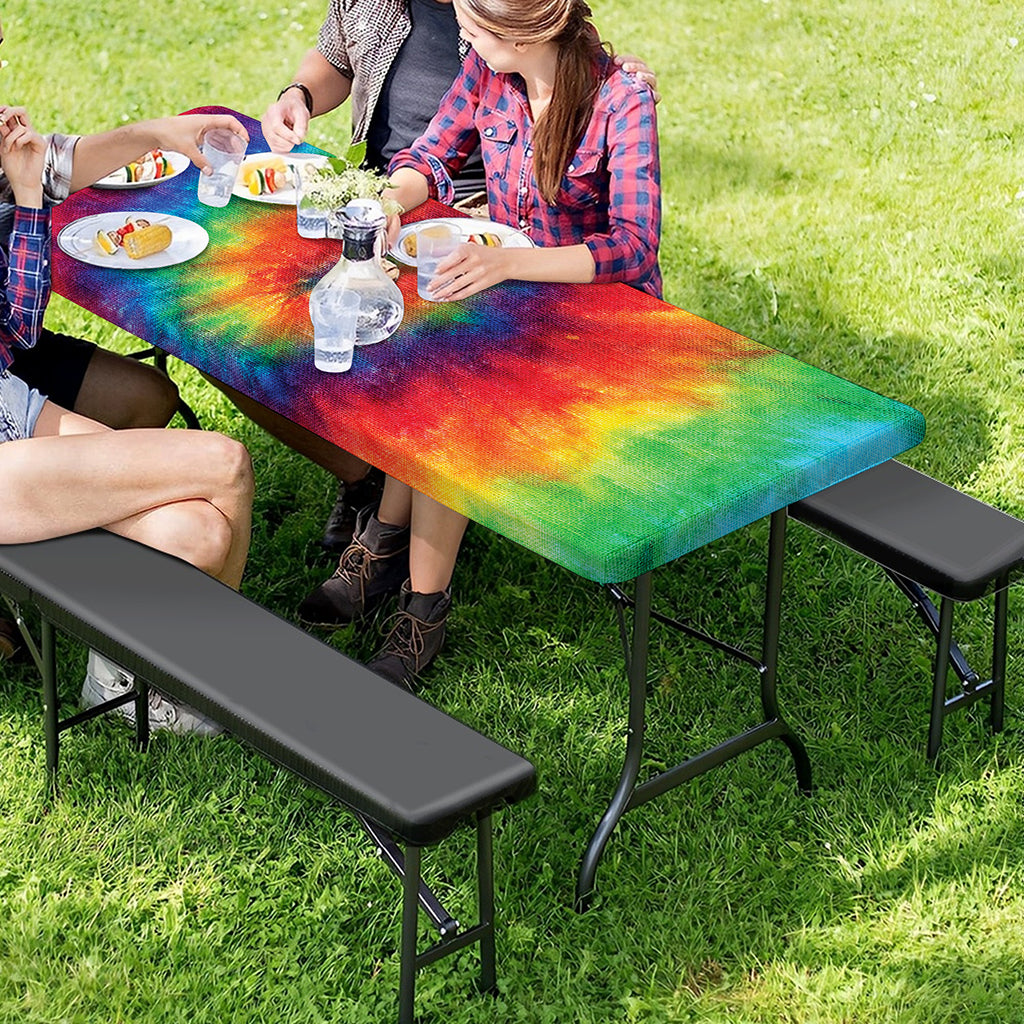 Spiral Tie Dye Print Picnic Table Cover