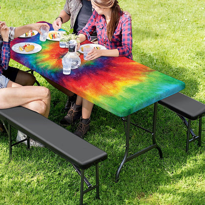 Spiral Tie Dye Print Picnic Table Cover
