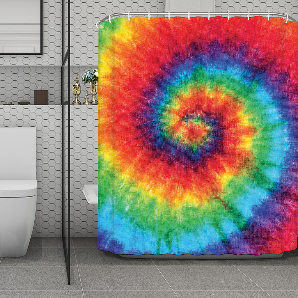 Spiral Tie Dye Print Polyester Shower Curtain