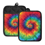 Spiral Tie Dye Print Pot Holders With Pocket