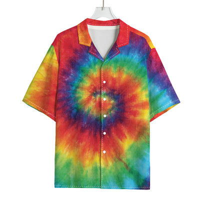 Spiral Tie Dye Print Rayon Hawaiian Shirt